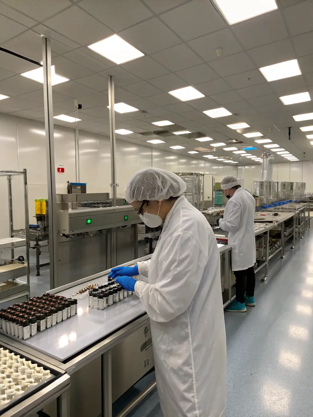 A photograph of a CNAS-certified lab in China, with scientists in lab coats conducting tests on vape products. The image should convey a sense of scientific rigor and commitment to quality assurance.