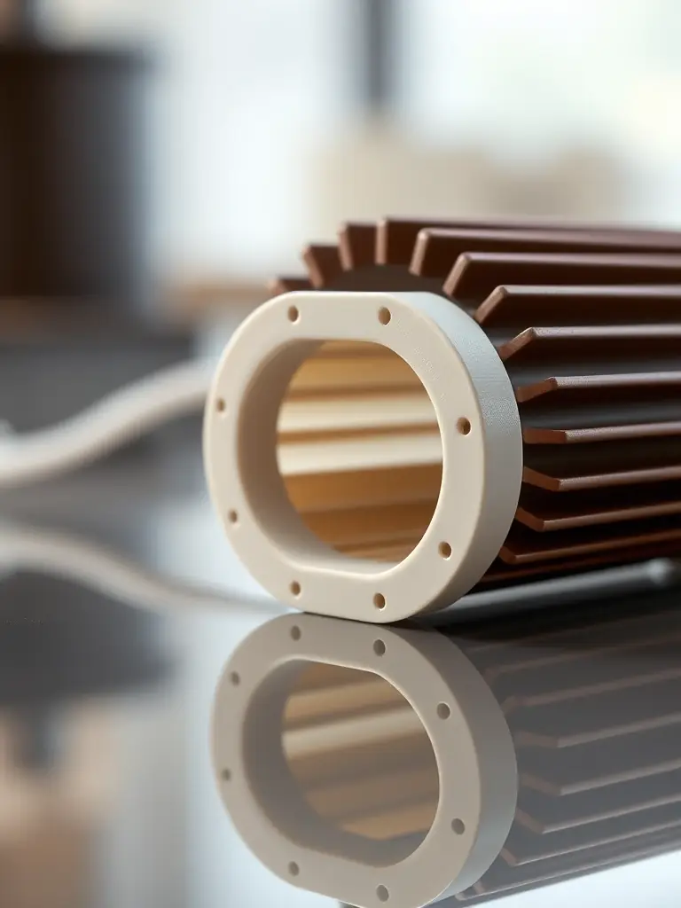 An image of a FEELM ceramic heating core, showcasing its intricate design and advanced technology. The image should highlight the benefits of FEELM technology, such as improved flavor and reduced leakage.