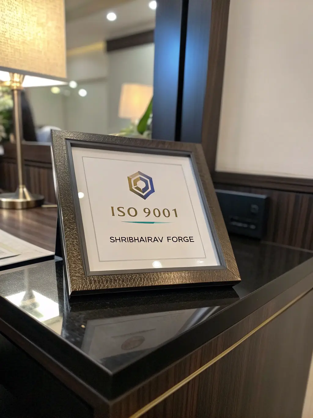 An image of a certificate of ISO 9001 certification, highlighting the commitment to quality and compliance with international standards.